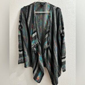 Alison Sheri rainbow black and grey wrap around cardigan size XL
